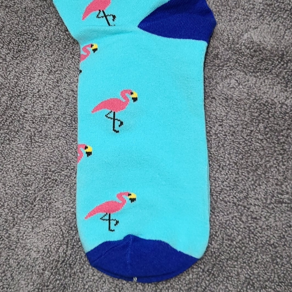 Pink flamingos! Blue toe socks - Picture 6 of 16